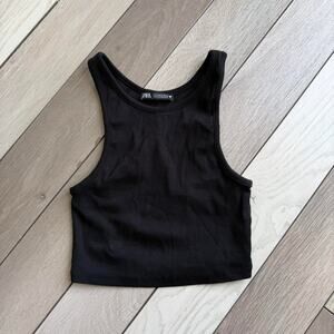 Zara black ribbed cropped tank
